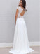 Elegant White Cap shoulder A-line Long Wedding Dress, WD228