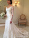 Gorgeous V-neck Off-Shoulder Long Sleeves Mermaid Long Wedding Dress, WD229