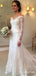 Gorgeous V-neck Off-Shoulder Long Sleeves Mermaid Long Wedding Dress, WD229