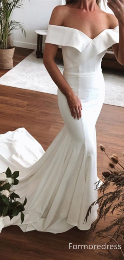 Simple V-neck Off-Shoulder Strapless Mermaid Long Wedding Dress, WD231