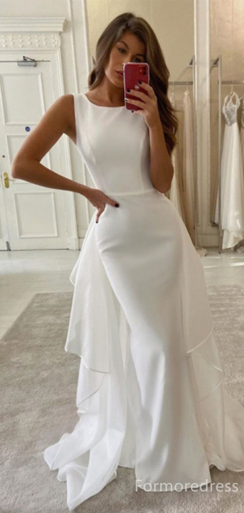 Elegant White Mermaid Long Wedding Dress, WD234