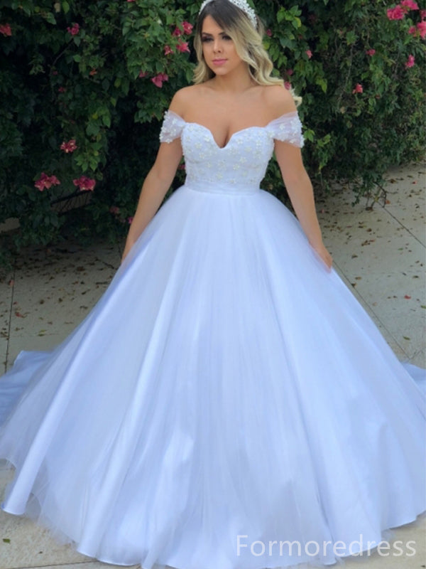 Gorgeous Sweetheart Off-Shoulder A-line Long Wedding Dress, WD235