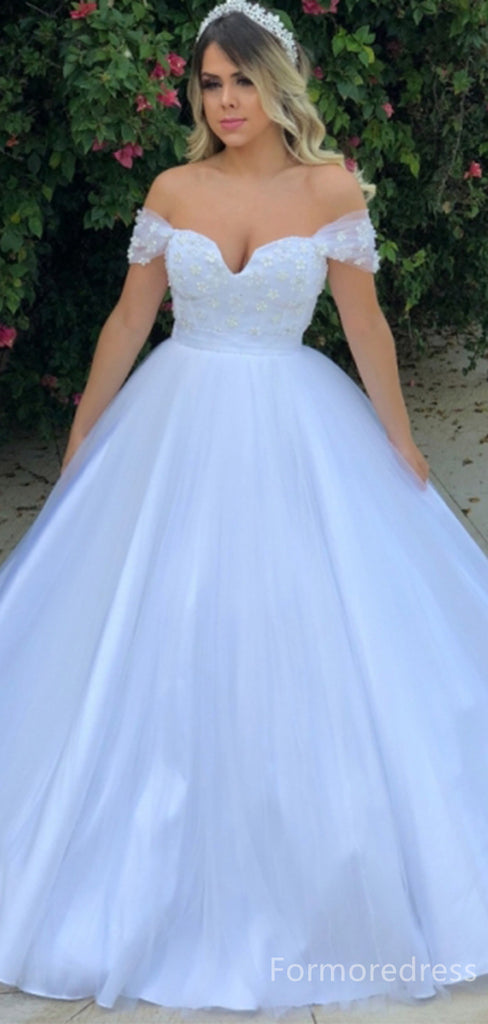 Gorgeous Sweetheart Off-Shoulder A-line Long Wedding Dress, WD235