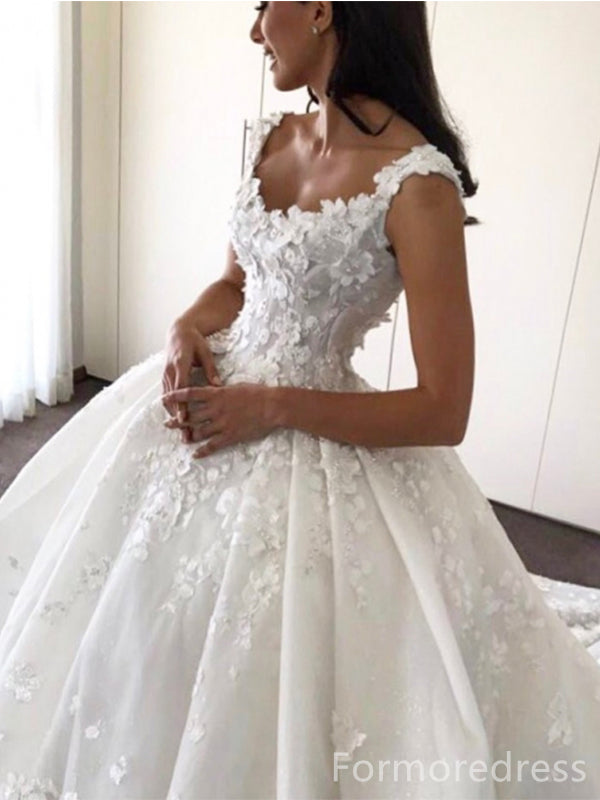 Gorgeous Lace Appliques A-line Long Wedding Dress, WD238