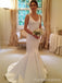 Elegant V-neck Mermaid Long Wedding Dress, WD241