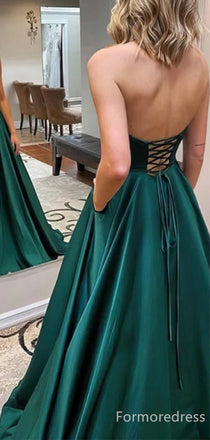 Simple Strapless A-line Long Prom Dress,Evening Dress,PD205
