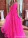 Elegant V-neck Spaghetti Strap A-line Long Prom Dress,Evening Dress,PD206