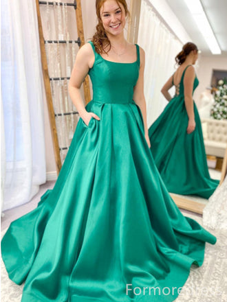 Elegant Square A-line Long Prom Dress,Evening Dress,PD207