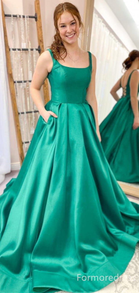 Elegant Square A-line Long Prom Dress,Evening Dress,PD207