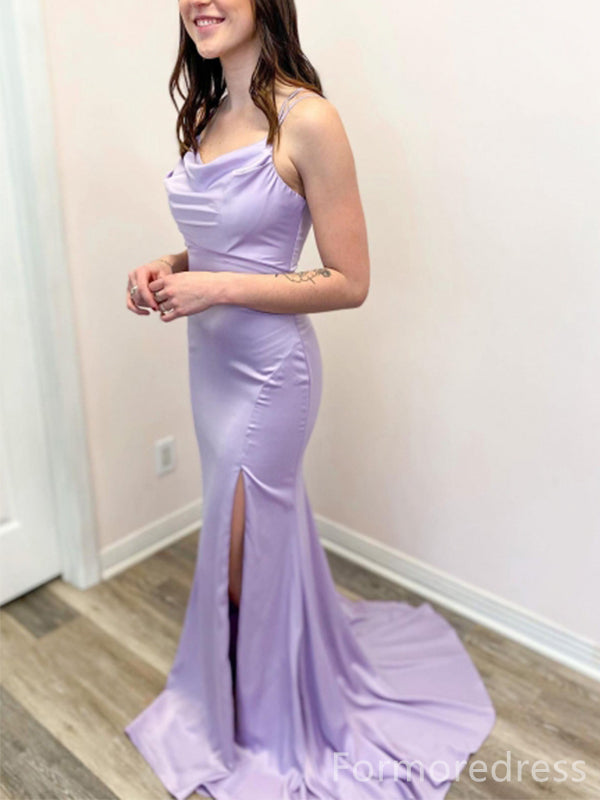Elegant Purple Spaghetti Strap Mermaid Long Prom Dress,Evening Dress,PD208