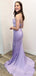 Elegant Purple Spaghetti Strap Mermaid Long Prom Dress,Evening Dress,PD208