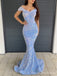 Sparkly V-neck Off-Shoulder Mermaid Long Prom Dress,Evening Dress,PD233