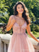 Gorgeous V-neck Spaghetti Strap A-line Long Prom Dress,Evening Dress,PD236