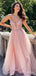 Gorgeous V-neck Spaghetti Strap A-line Long Prom Dress,Evening Dress,PD236