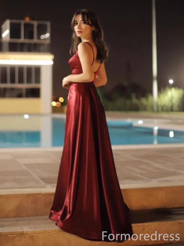 Sexy V-neck Split Side A-line Long Prom Dress,Evening Dress,PD237
