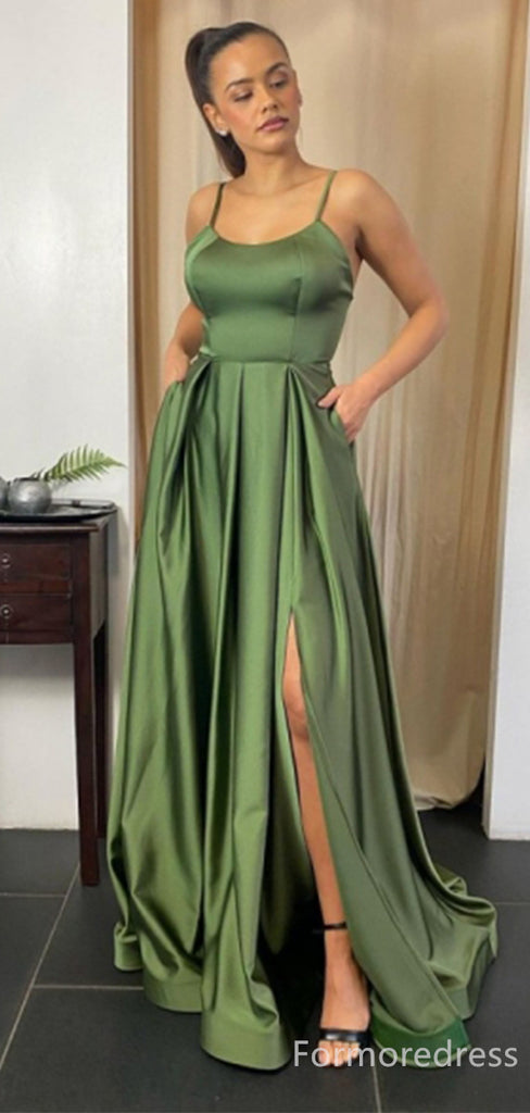 Elegant Spaghetti Strap Split Side A-line Long Prom Dress,Evening Dress,PD238