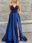 Elegant V-neck Spaghetti Strap A-line Long Prom Dress,Evening Dress,PD239