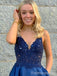 Elegant V-neck Spaghetti Strap A-line Long Prom Dress,Evening Dress,PD239