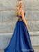 Elegant V-neck Spaghetti Strap A-line Long Prom Dress,Evening Dress,PD239