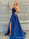 Elegant V-neck Spaghetti Strap A-line Long Prom Dress,Evening Dress,PD239