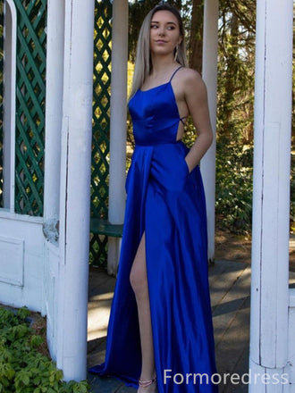 Elegant Spaghetti Strap Split Side A-line Long Prom Dress,Evening Dress,PD240