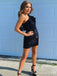 Elegant Black One Shoulder A-line Short Mini Homecoming Dress,  HD42