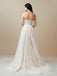 Elegant Strapless Lace Appliques A-line Long Wedding Dress,  WD64