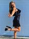 Elegant Black One Shoulder A-line Short Mini Homecoming Dress,  HD42