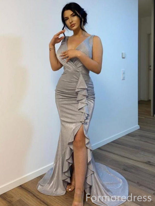 Elegant V-neck Mermaid Long Prom Dress,PD244