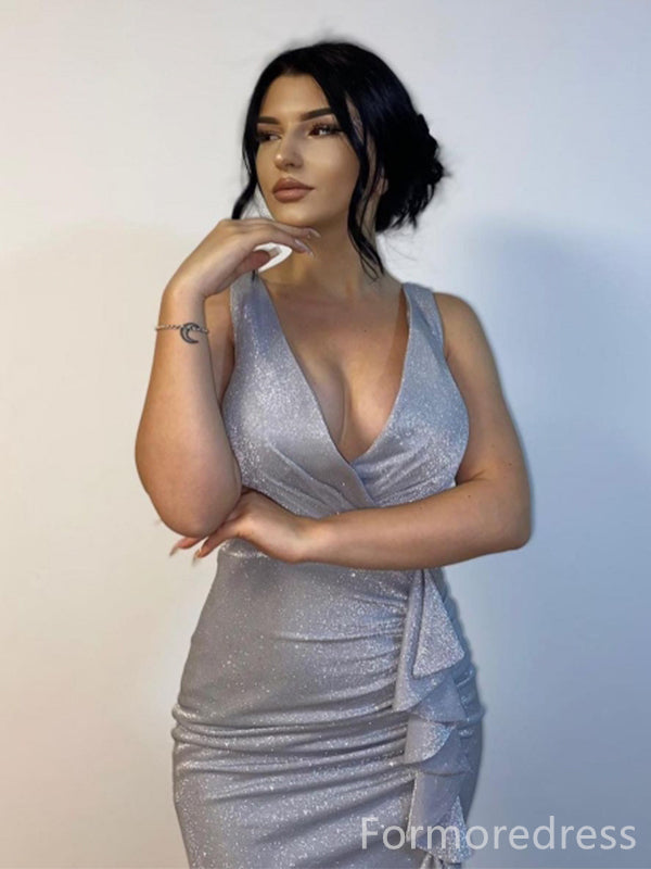 Elegant V-neck Mermaid Long Prom Dress,PD244