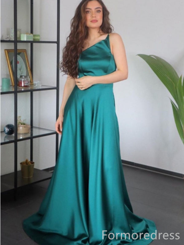 Simple One Shoulder A-line Long Prom Dress,PD246