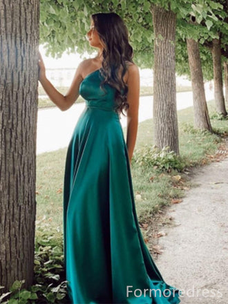 Simple One Shoulder A-line Long Prom Dress,PD246