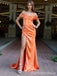Elegant V-neck Spaghetti Strap Off-Shoulder Mermaid Long Prom Dress,PD250