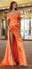 Elegant V-neck Spaghetti Strap Off-Shoulder Mermaid Long Prom Dress,PD250