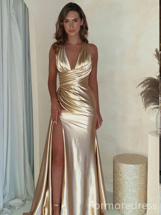 Gorgeous V-neck Halter Mermaid Long Prom Dress,PD253