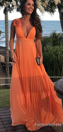 Sexy Deep V-neck A-line Long Prom Dress,PD254