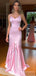 Elegant Pink Spaghetti Strap Mermaid Long Prom Dress,PD256