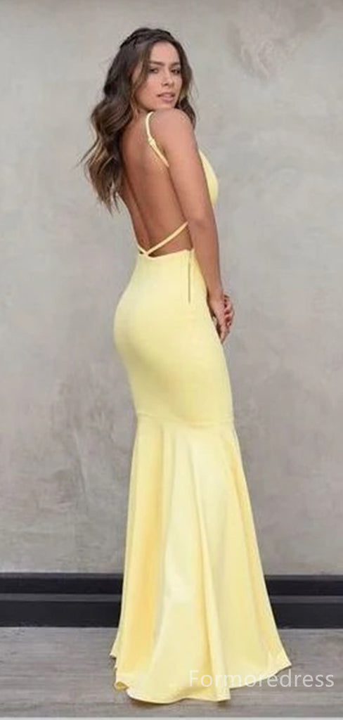 Elegant V-neck Spaghetti Strap Mermaid Long Prom Dress,PD257