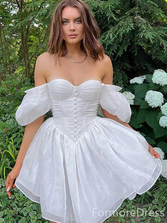 Elegant Sweatheart Off-Shoulder A-line Short Mini Homecoming Dress,  HD44