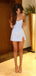 Simple V-neck Spaghetti Strap A-line Short Mini Homecoming Dress,  HD288
