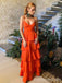Elegant V-neck Spaghetti Strap A-line Long Prom Dress,PD264