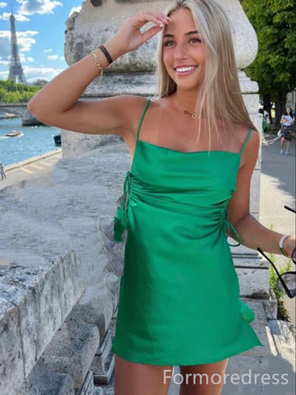 Unique Spaghetti Strap A-line Short Mini Homecoming Dress,  HD292