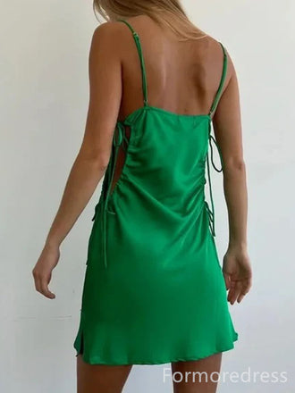 Unique Spaghetti Strap A-line Short Mini Homecoming Dress,  HD292