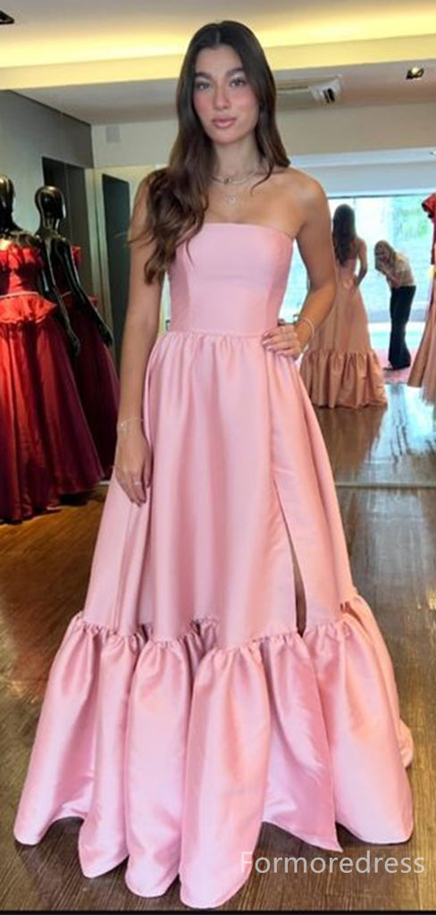 Gorgeous Pink Strapless A-line Long Prom Dress,PD268