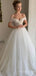 Elegant Off-shoulder Beadings A-line Long Wedding Dress,  WD69