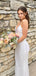 Elegant White Mermaid V-neck Spaghetti Strap Long Prom Dress,PD10
