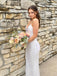 Elegant White Mermaid V-neck Spaghetti Strap Long Prom Dress,PD10