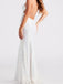 Elegant White Mermaid V-neck Spaghetti Strap Long Prom Dress,PD10