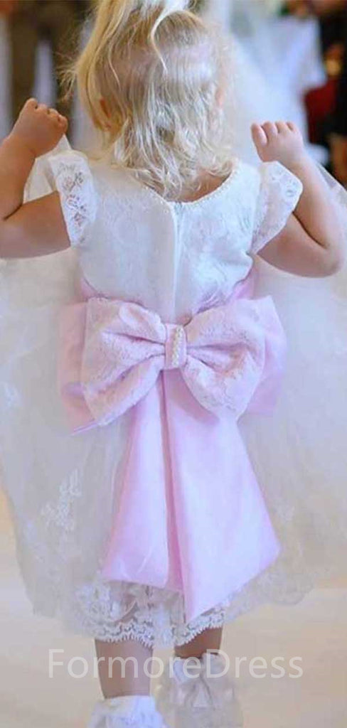 Cute Lace Appliques Flower Girl Long Dress,  FGD08