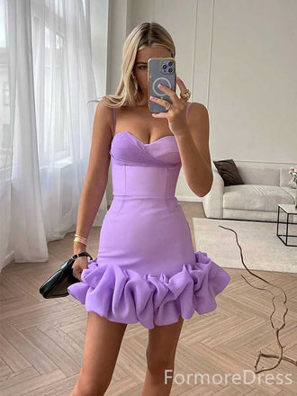 Elegant Sweatheart Spaghetti Strap A-line Short Mini Homecoming Dress,  HD47